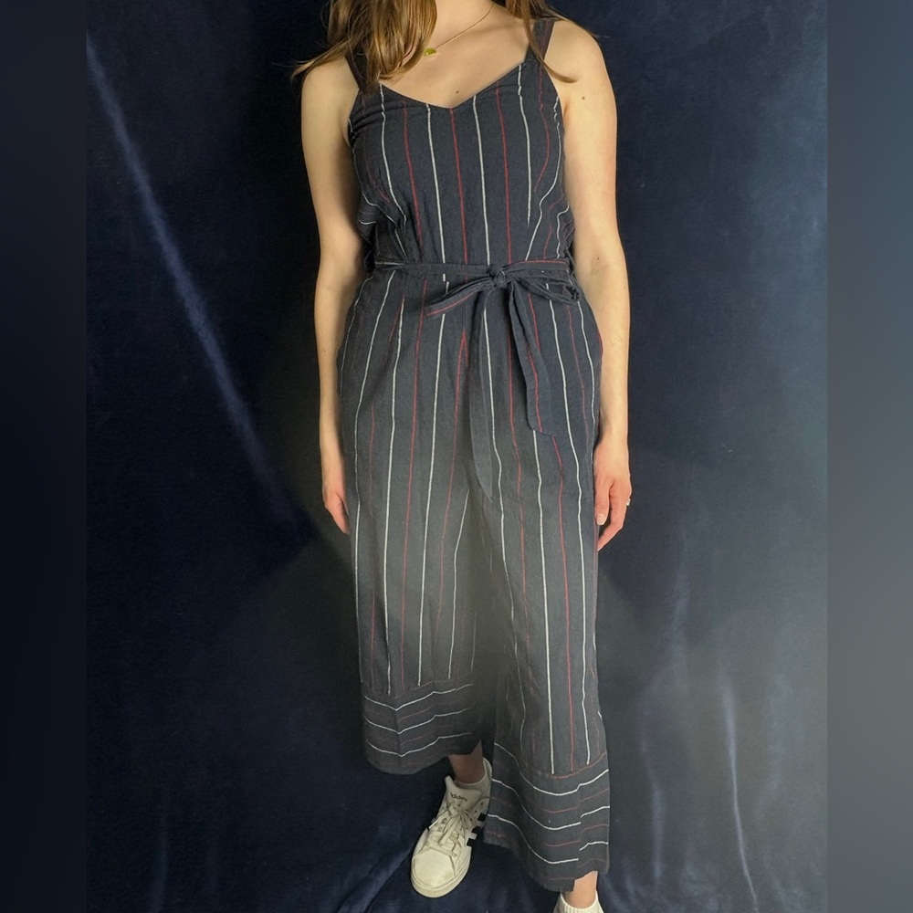 Navy Blue Striped Jumpsuit